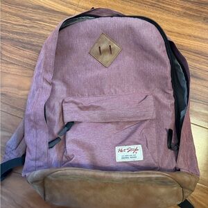 Pink and Tan Women's Backpack